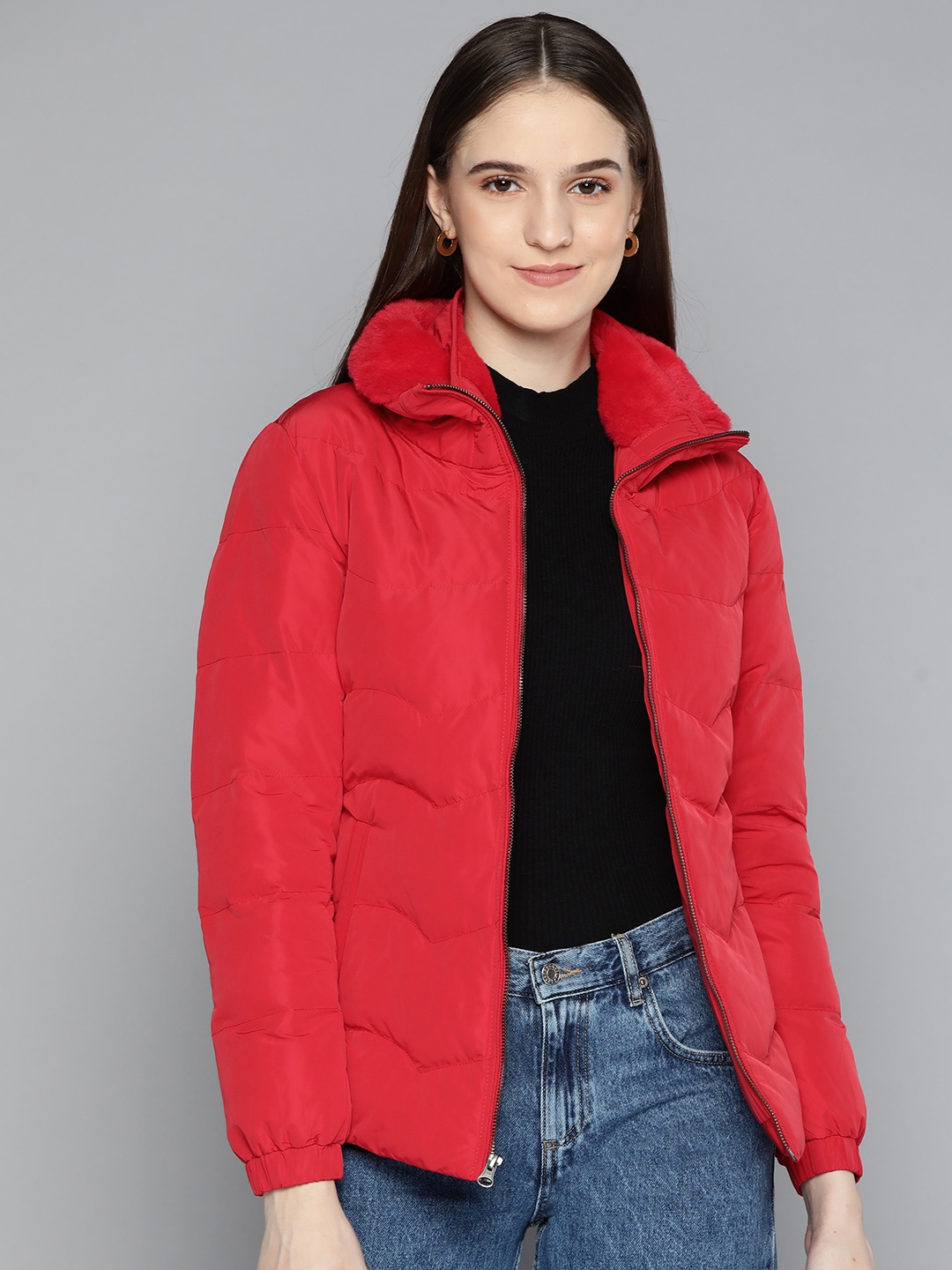 

Fort Collins Women Red Solid Padded Jacket
