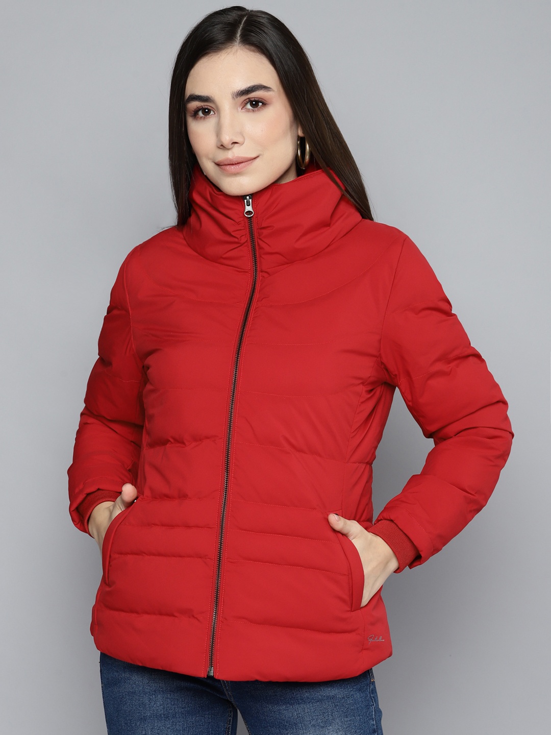 

Fort Collins Women Red Solid Padded Jacket