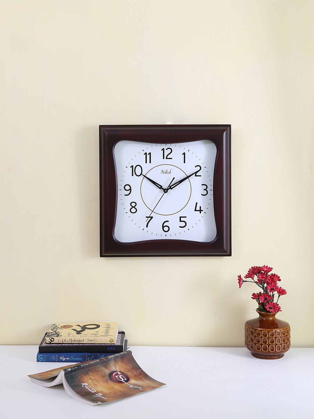 

Safal White & Brown Solid Dial Square Analogue Wall Clock