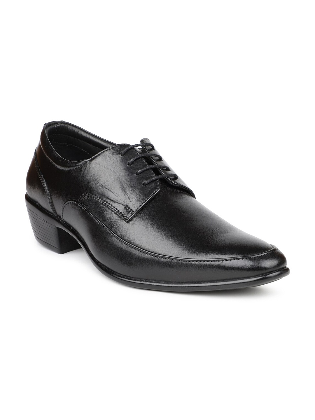 

PRIVO by Inc.5 Men Black Solid Leather Formal Brogues
