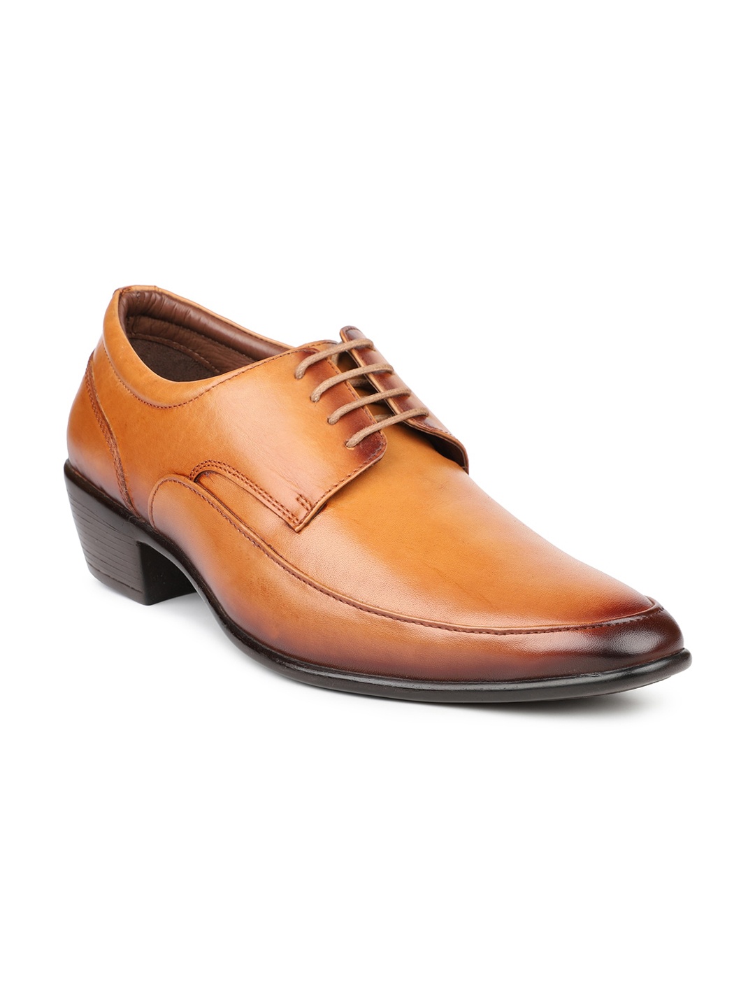 

PRIVO by Inc.5 Men Tan Brown Solid Lace-Up Formal Borgues Shoes