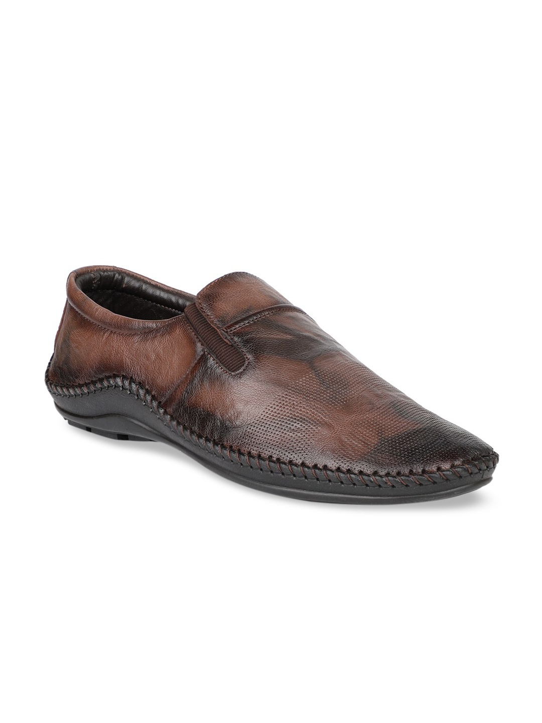 

PRIVO by Inc.5 Men Brown Textured Leather Casual Loafers