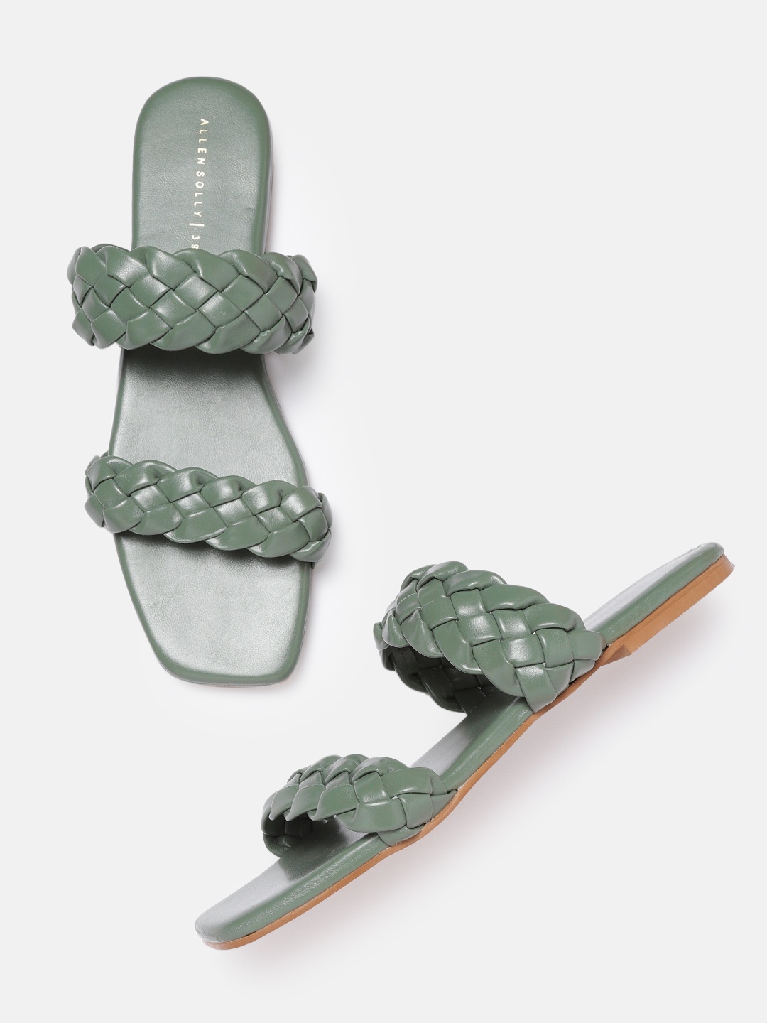 

Allen Solly Women Sage Green Basketweave Open Toe Flats