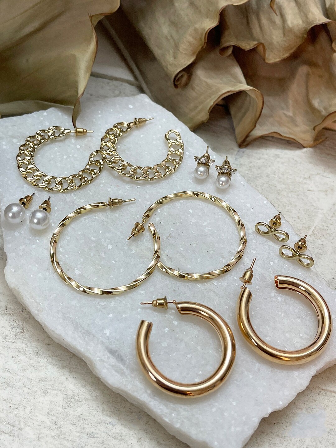 

Ayesha Set of 6 Gold-Toned Contemporary Party Earrings