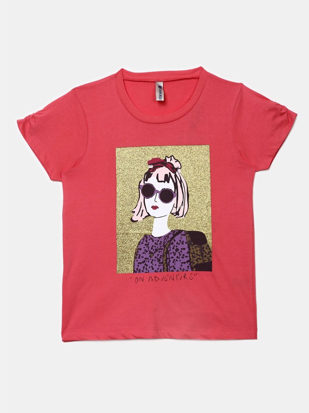 

V-Mart Girls Red Printed Cotton T-shirt