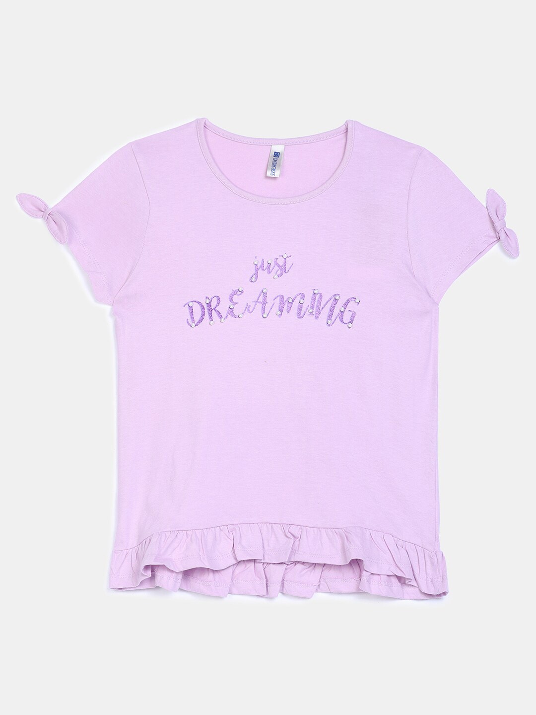 

V-Mart Girls Purple Typography Print T-shirt