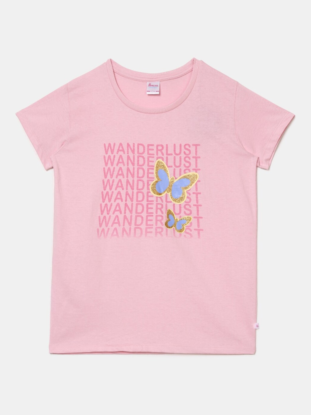 

V-Mart Girls Pink Typography Printed T-shirt