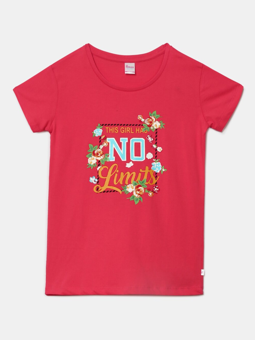

V-Mart Girls Fuchsia Typography Printed T-shirt