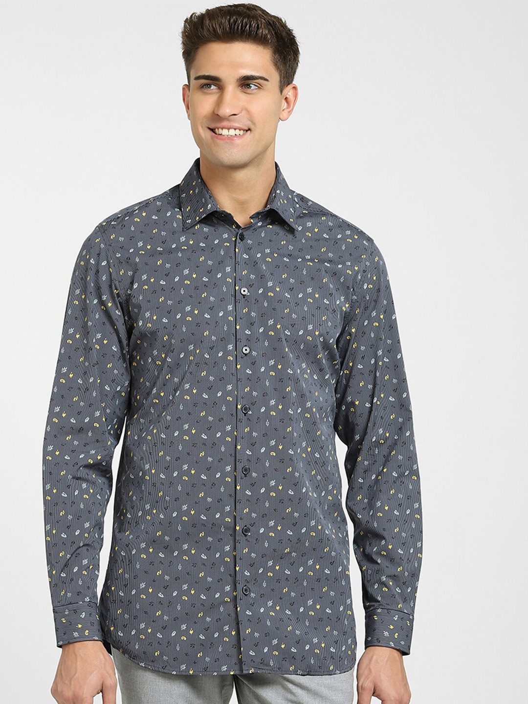 

SELECTED Men Blue Floral Printed Casual Shirt, Grey