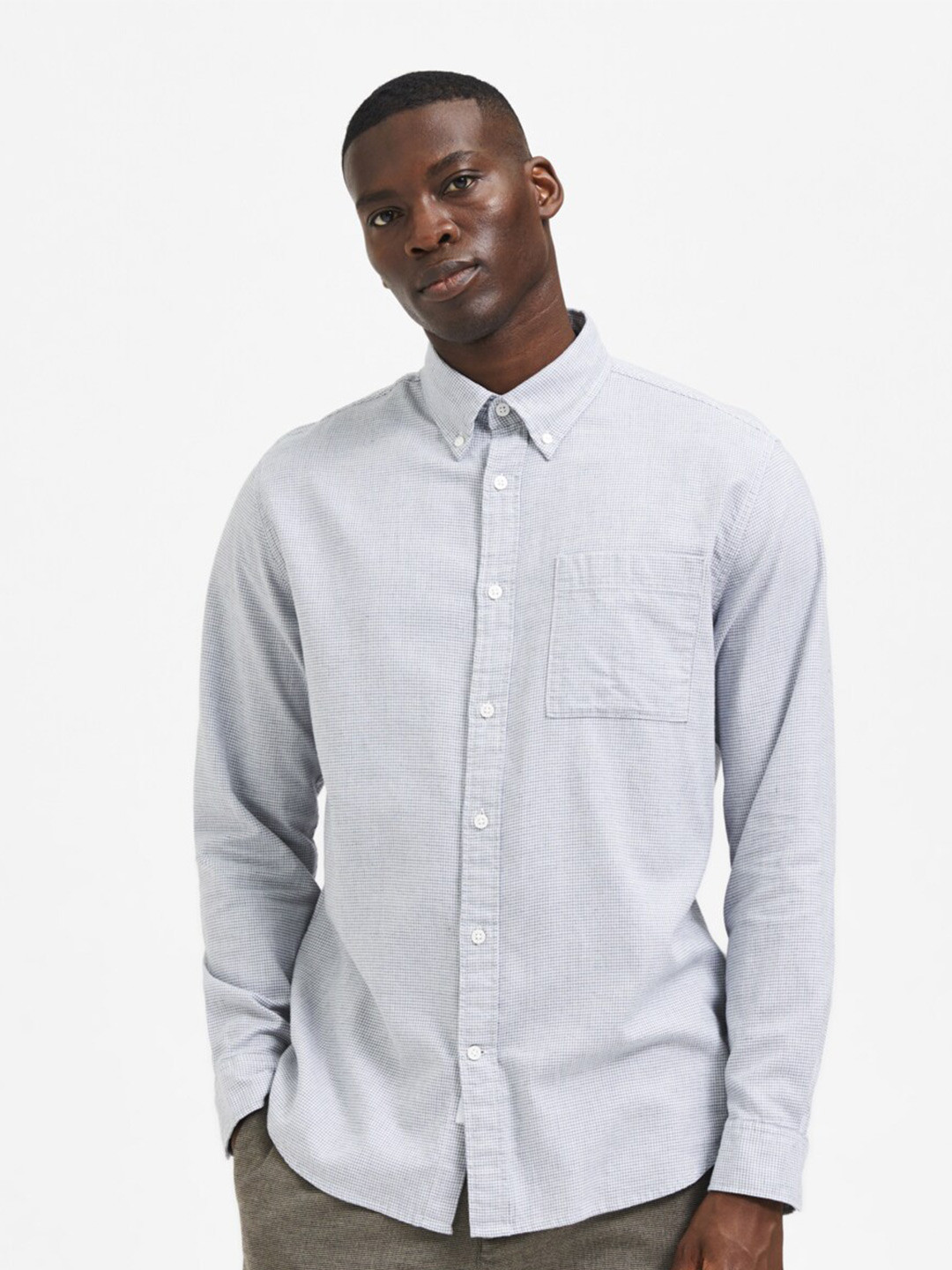 

SELECTED Men Egret White Casual Shirt