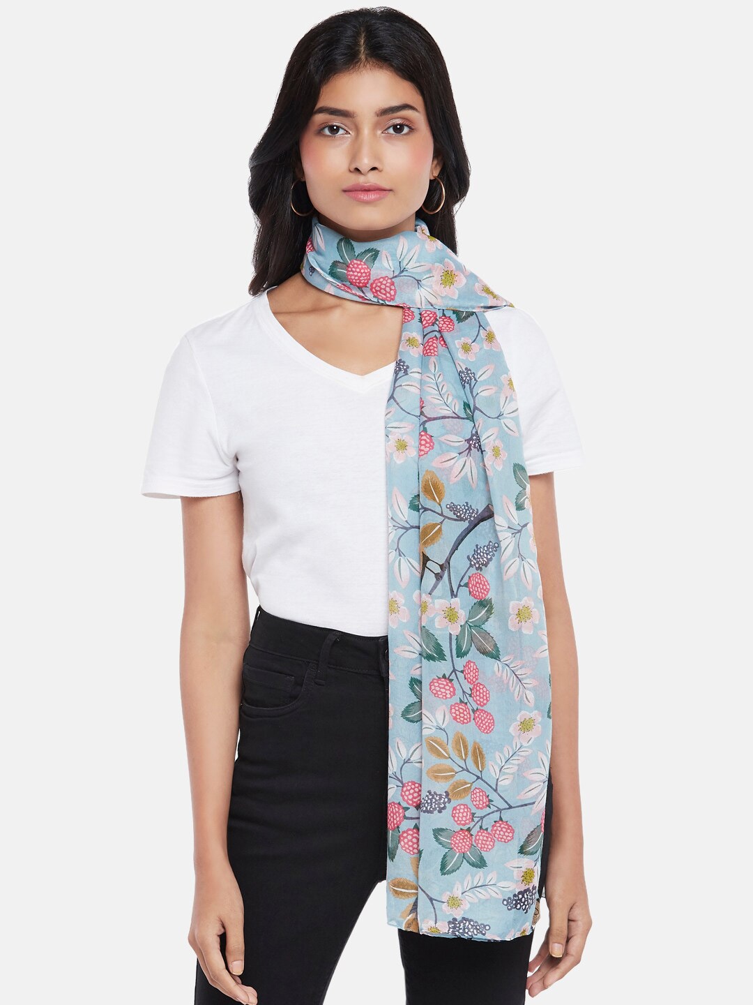 

Honey by Pantaloons Women Grey & Mustard Printed Scarf