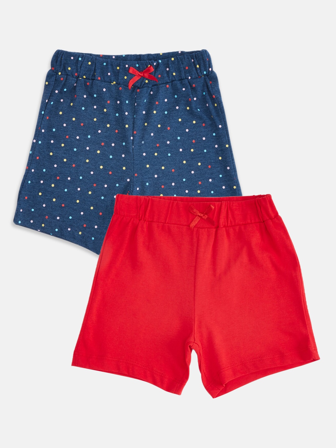 

Pantaloons Baby s Girls Red & Blue Printed Elasticated Shorts Pack of 2