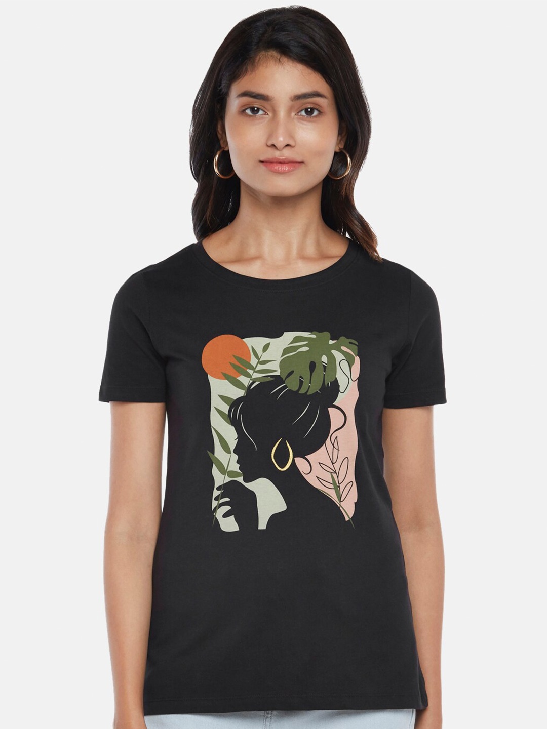 

Honey by Pantaloons Women Black Printed T-shirt