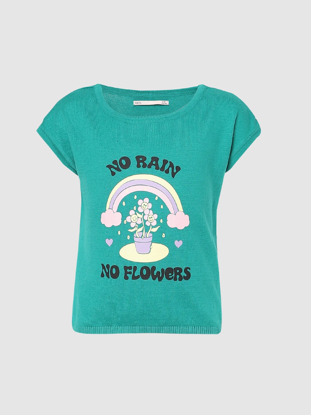 

KIDS ONLY Girls Green Printed Extended Sleeves T-shirt