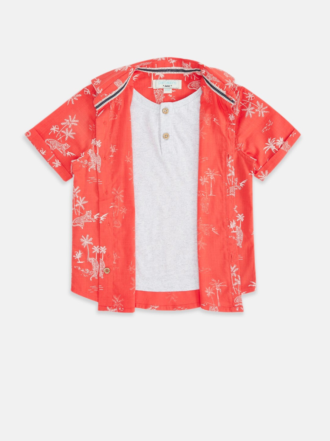 

Pantaloons Junior Boys Coral Printed Casual Shirt