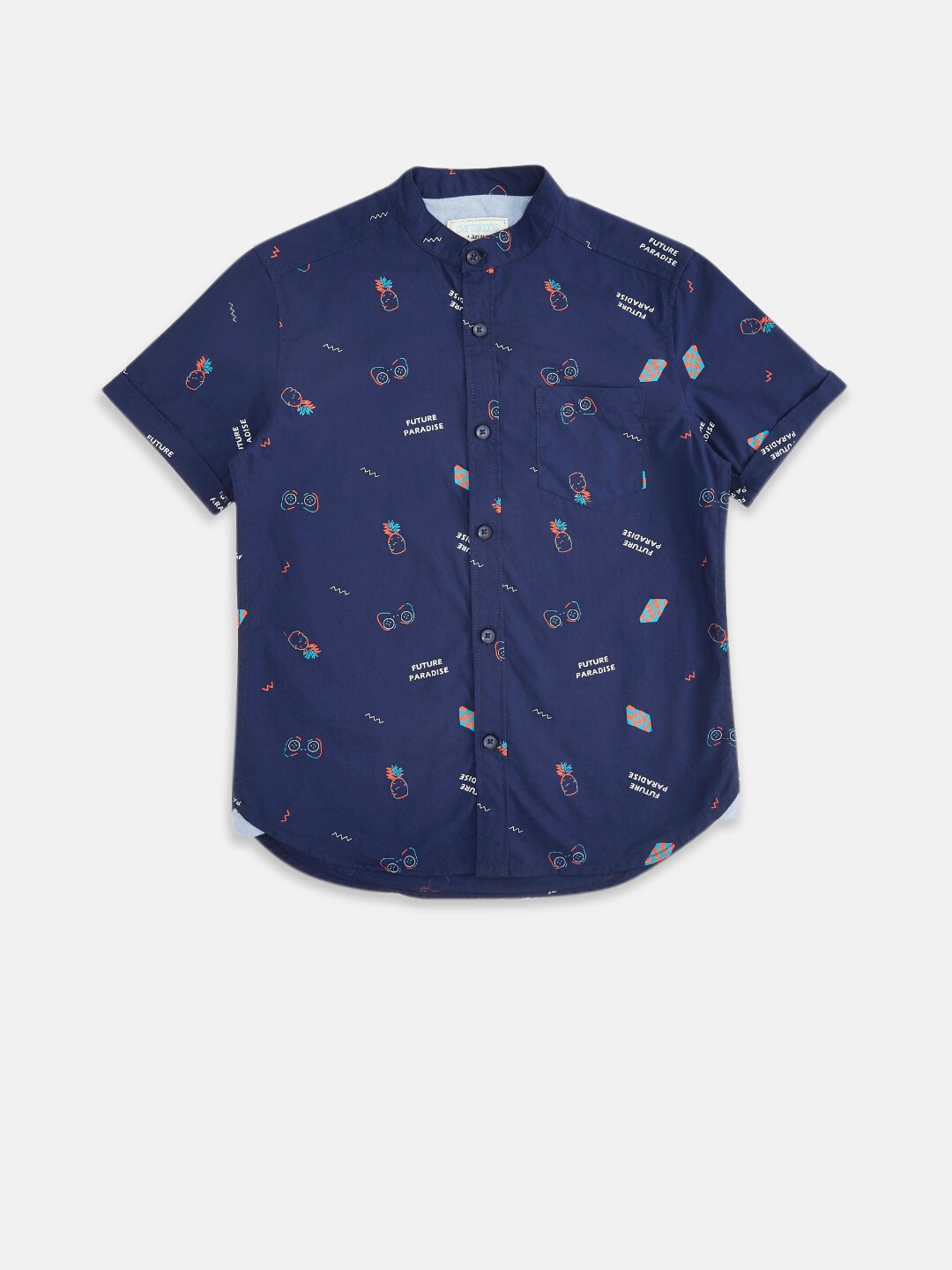 

Pantaloons Junior Boys Navy Blue Printed Casual Shirt