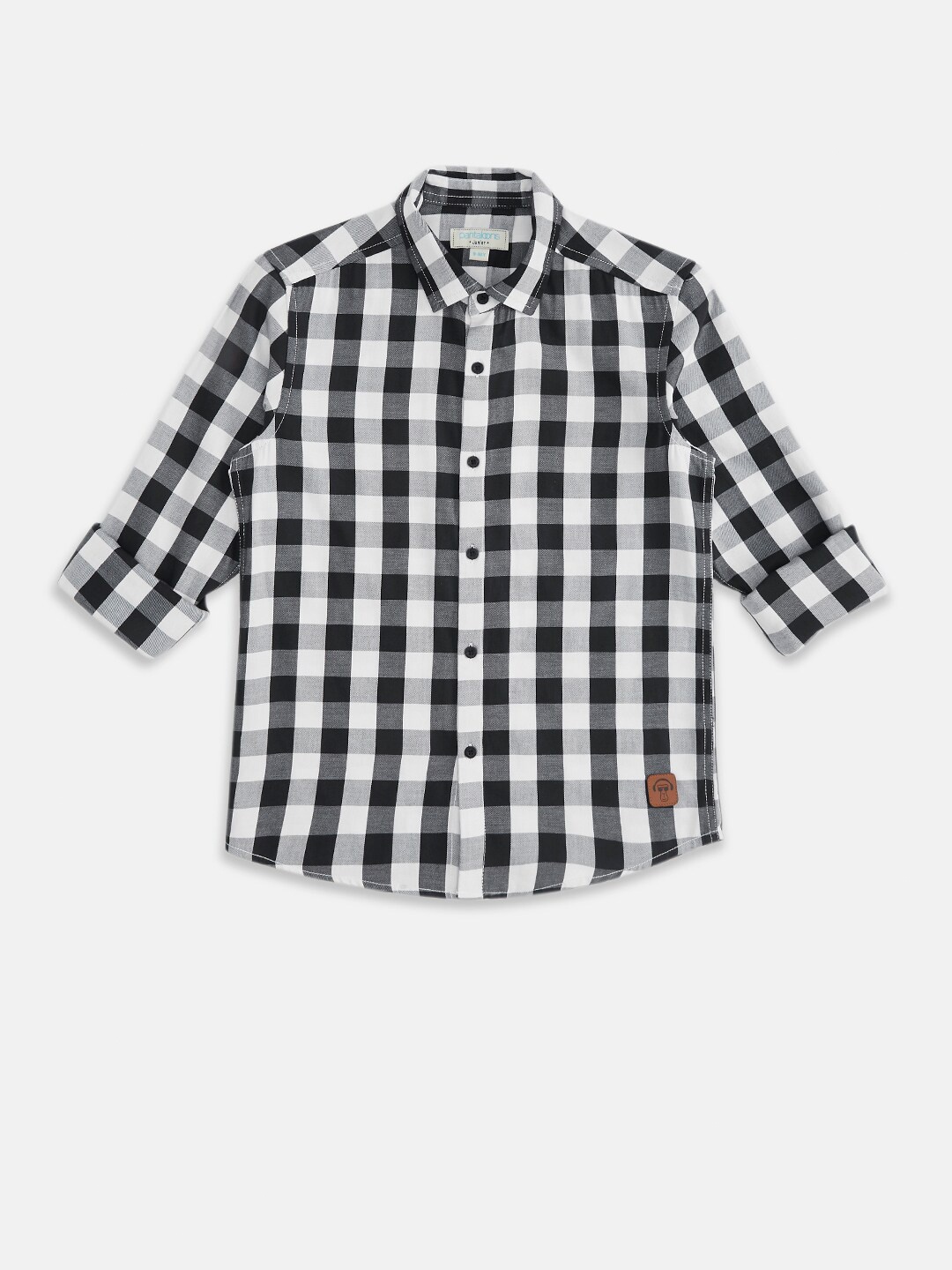 

Pantaloons Junior Boys Black Gingham Checks Casual Shirt