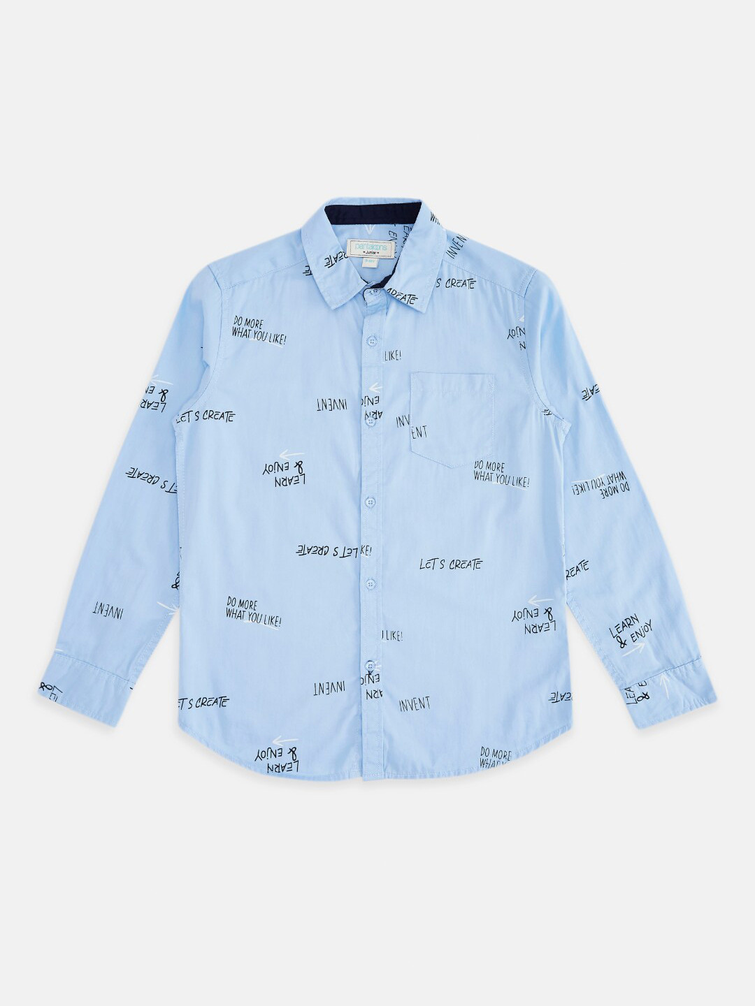 

Pantaloons Junior Boys Blue Printed Casual Shirt
