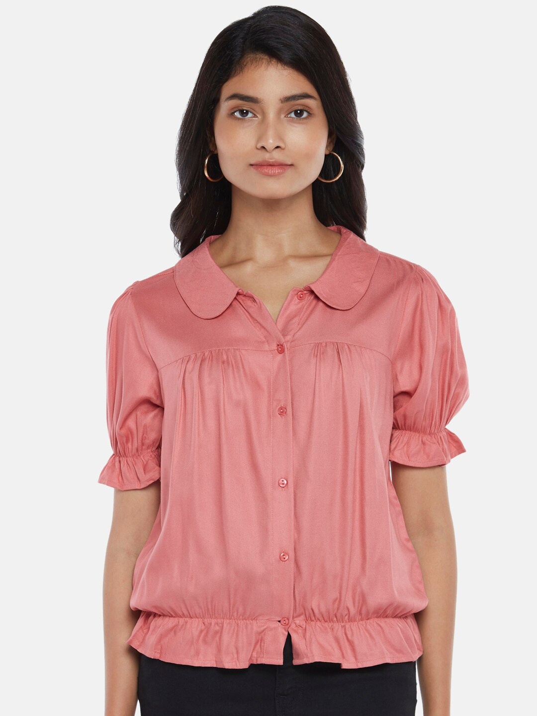 

Honey by Pantaloons Pink Shirt Style Cotton Top