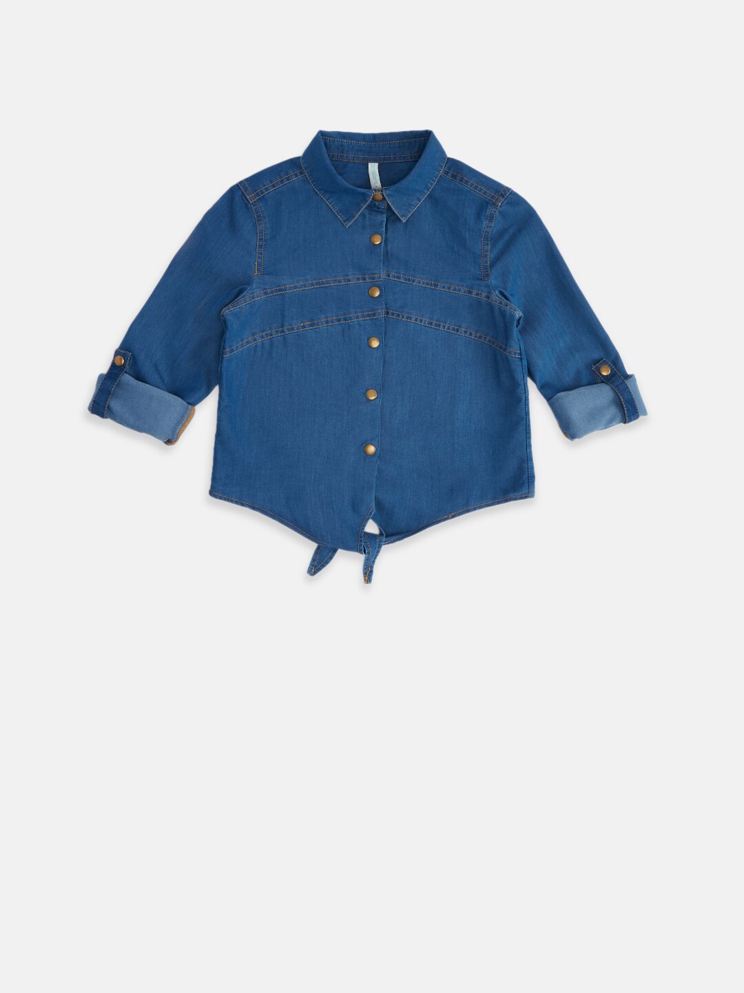 

Pantaloons Junior Blue Roll-Up Sleeves Shirt Style Top