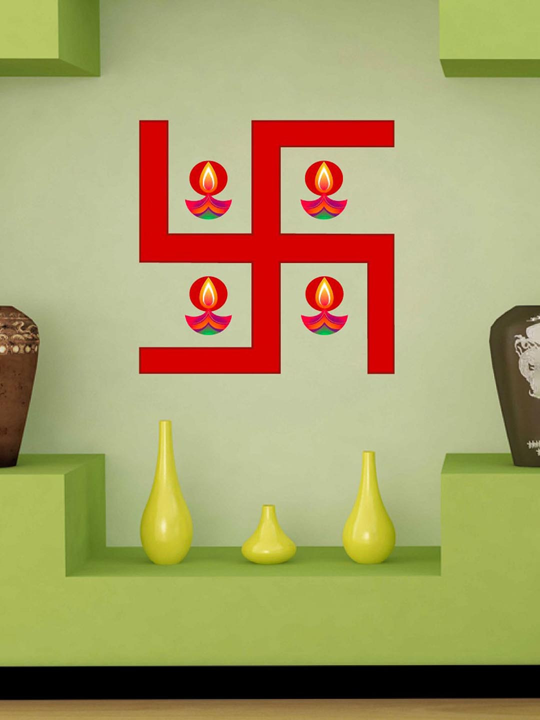 

WALLSTICK Red Swasthik Symbol Printed Wall Stickers