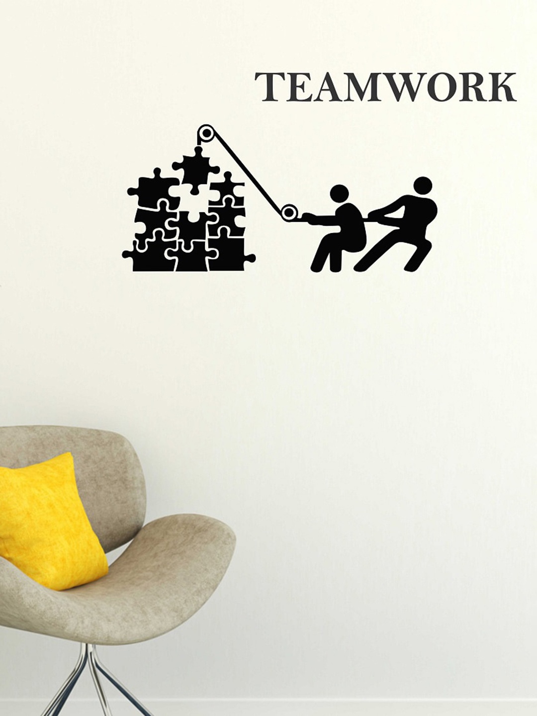 

WALLSTICK Black Team Work Vinyl Wall Sticker, Multi