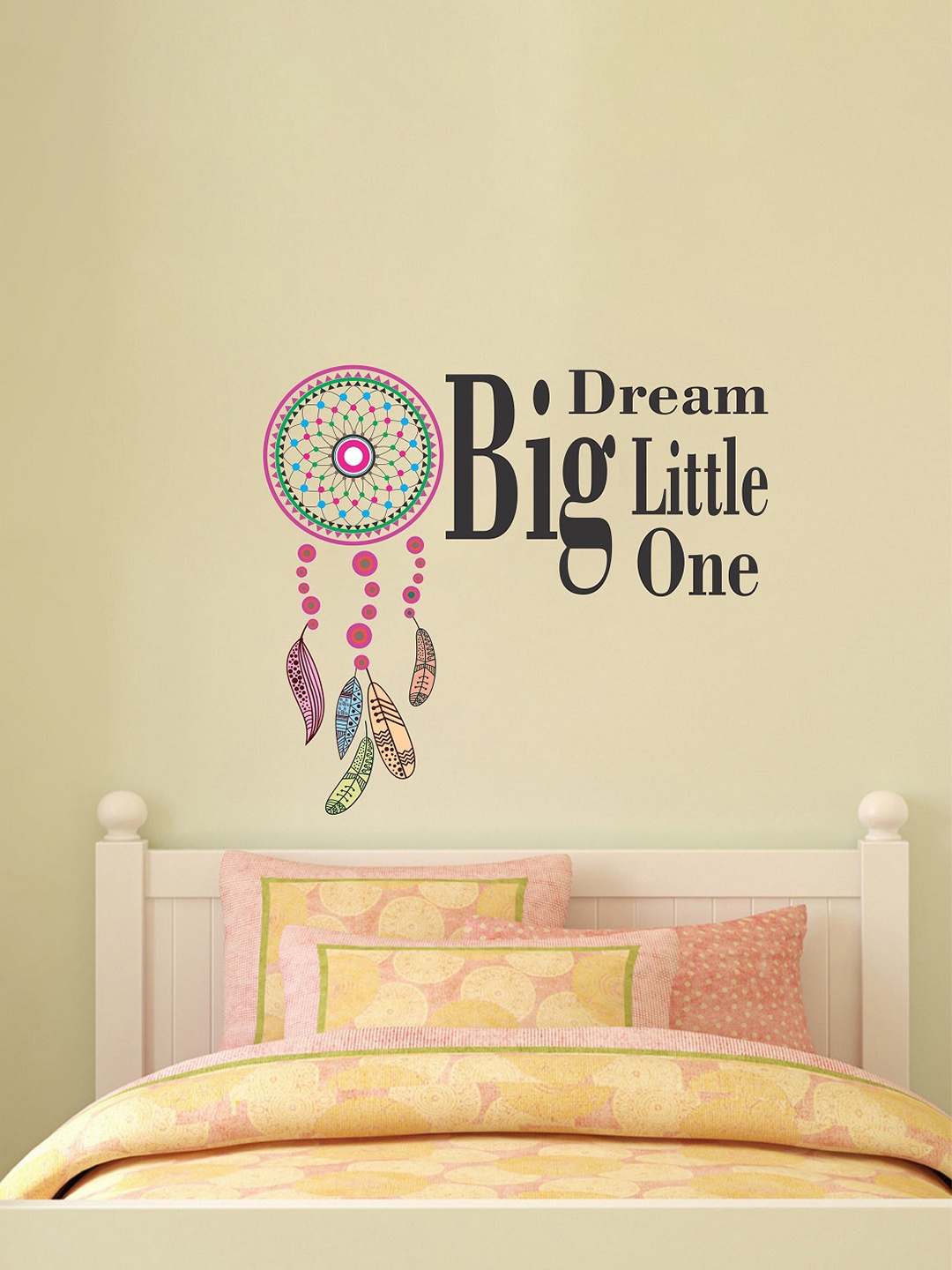 

WALLSTICK Black & Pink Dream Catcher Printed Wall Stickers