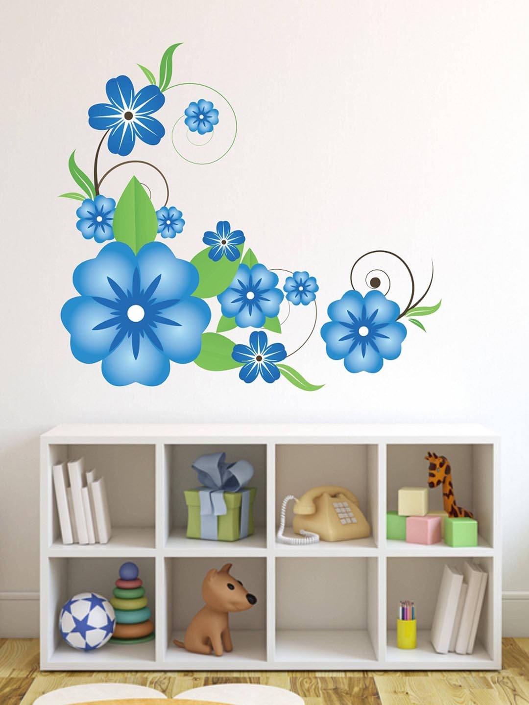 

WALLSTICK Blue Beautiful Flowers Vinyl Wall Sticker