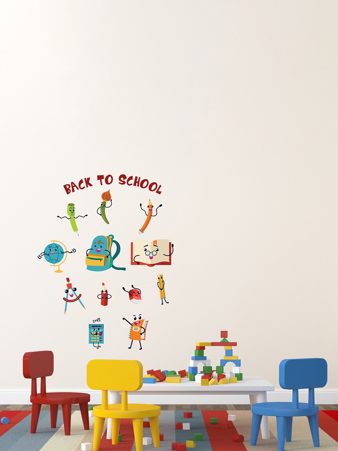 

WALLSTICK Red & Blue Back To School Printed Wall Stickers