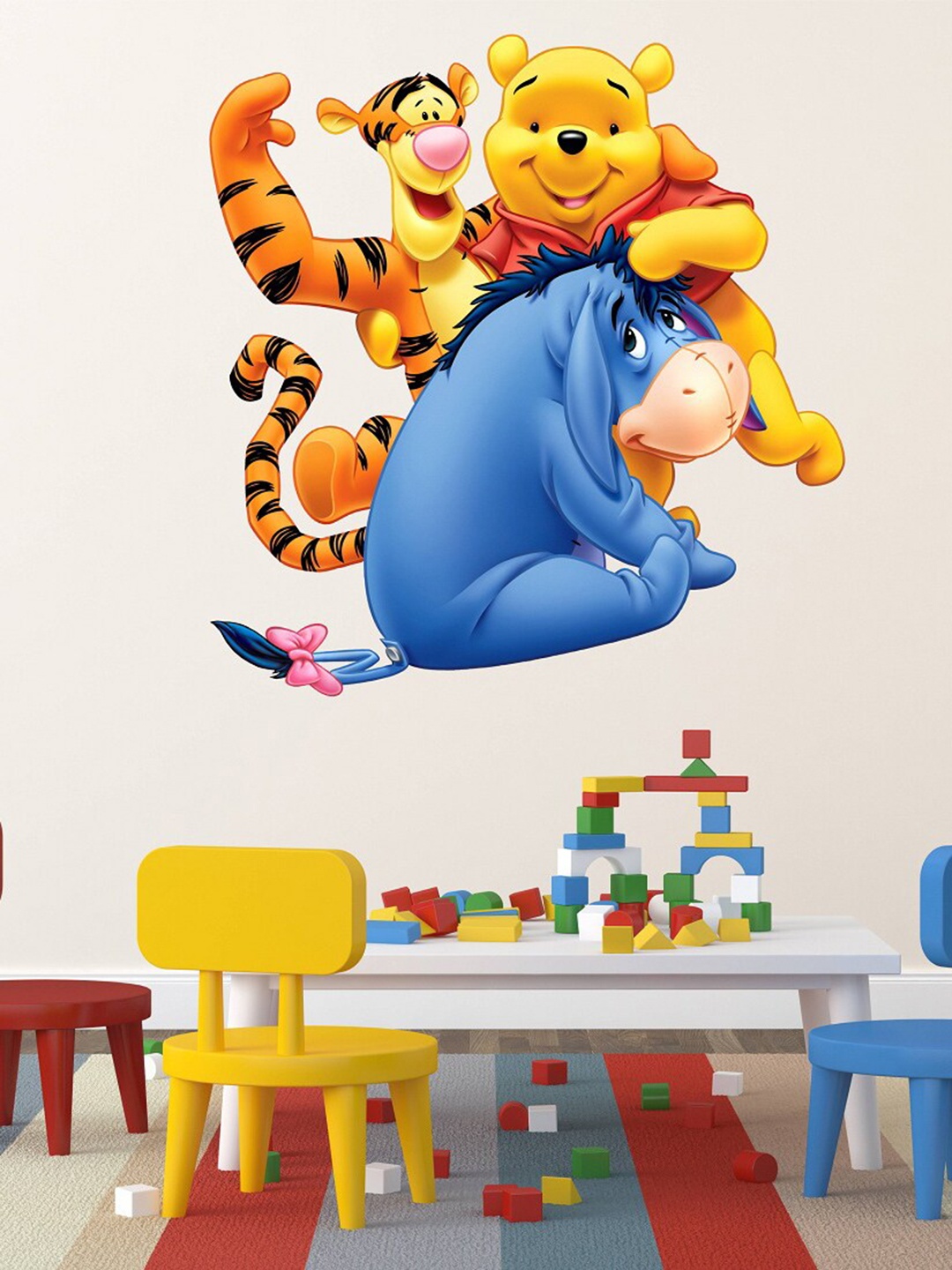 

WALLSTICK Blue & Yellow Pooh Cartoon Vinyl Wall Stickers