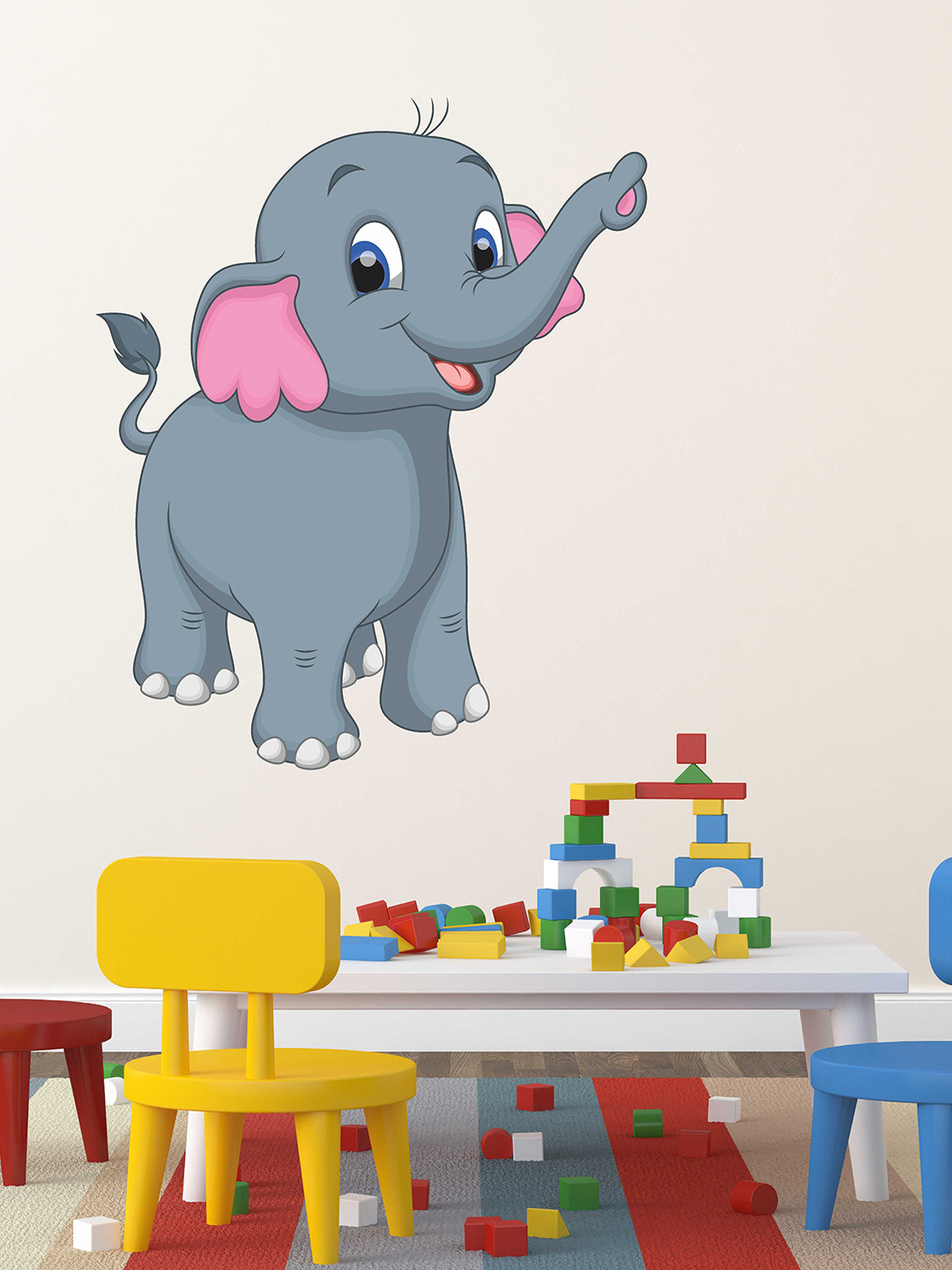 

WALLSTICK Grey & Pink Cute Elephant Vinyl Wall Sticker