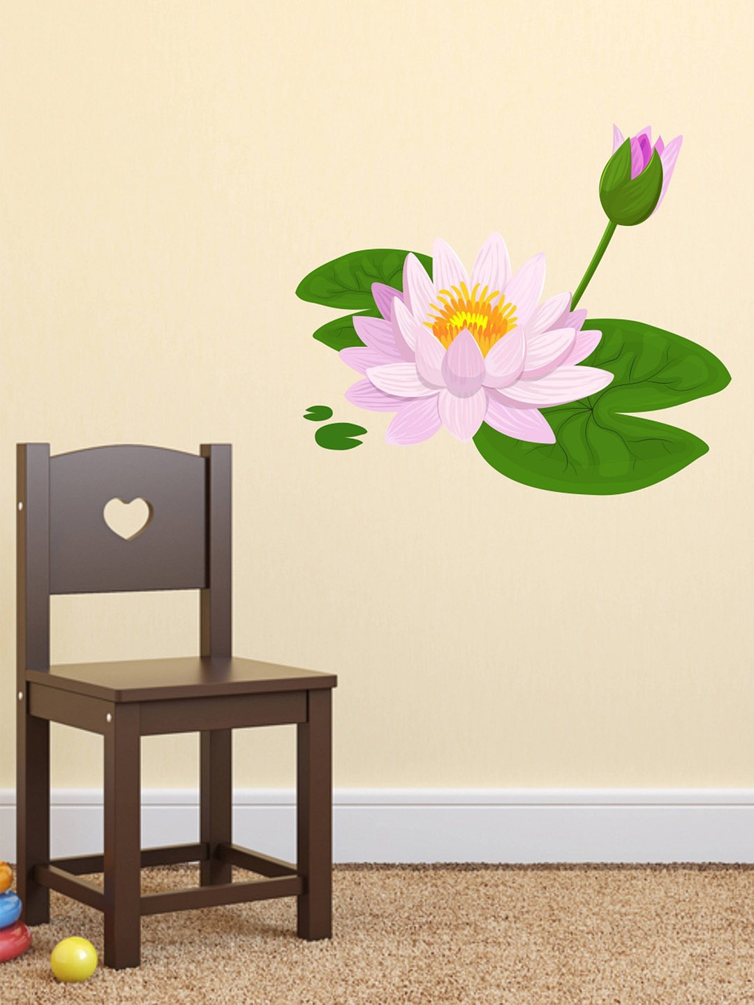 

WALLSTICK Pink & Green Printed Lotus Wall Sticker