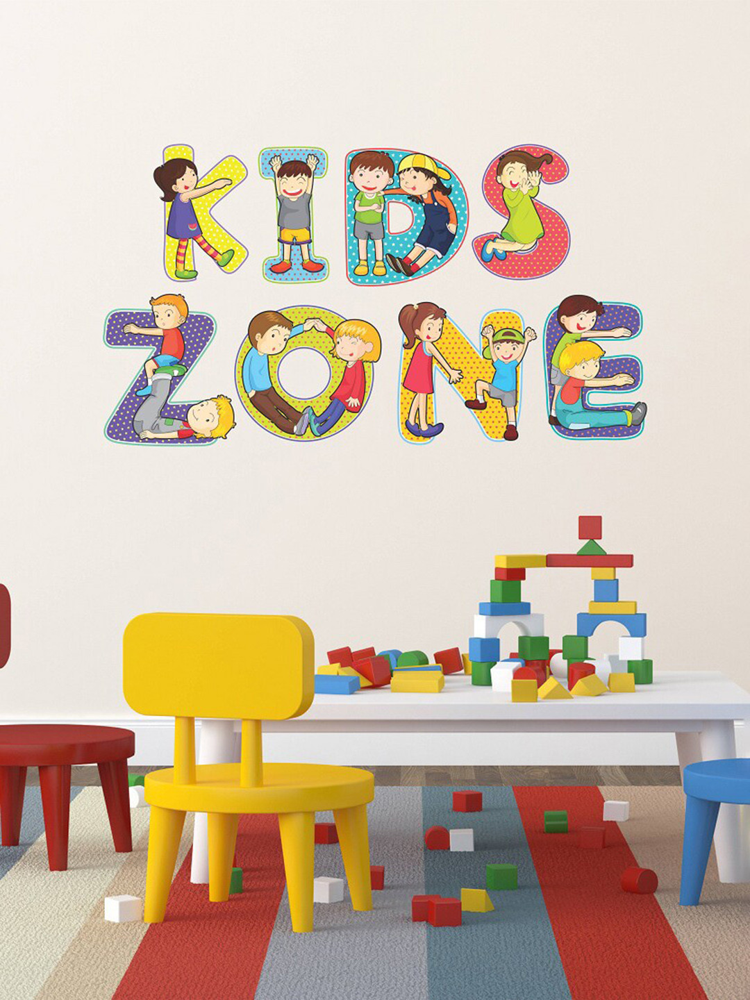 

WALLSTICK Yellow & Blue Kids Zone Typography Vinyl Wall Sticker