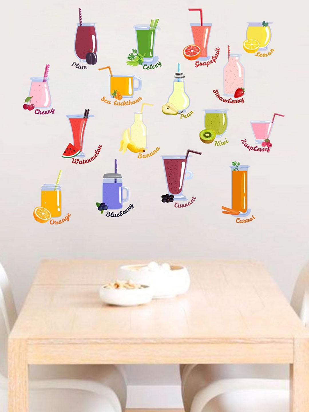 

WALLSTICK Green & Blue Juices Printed Wall Stickers