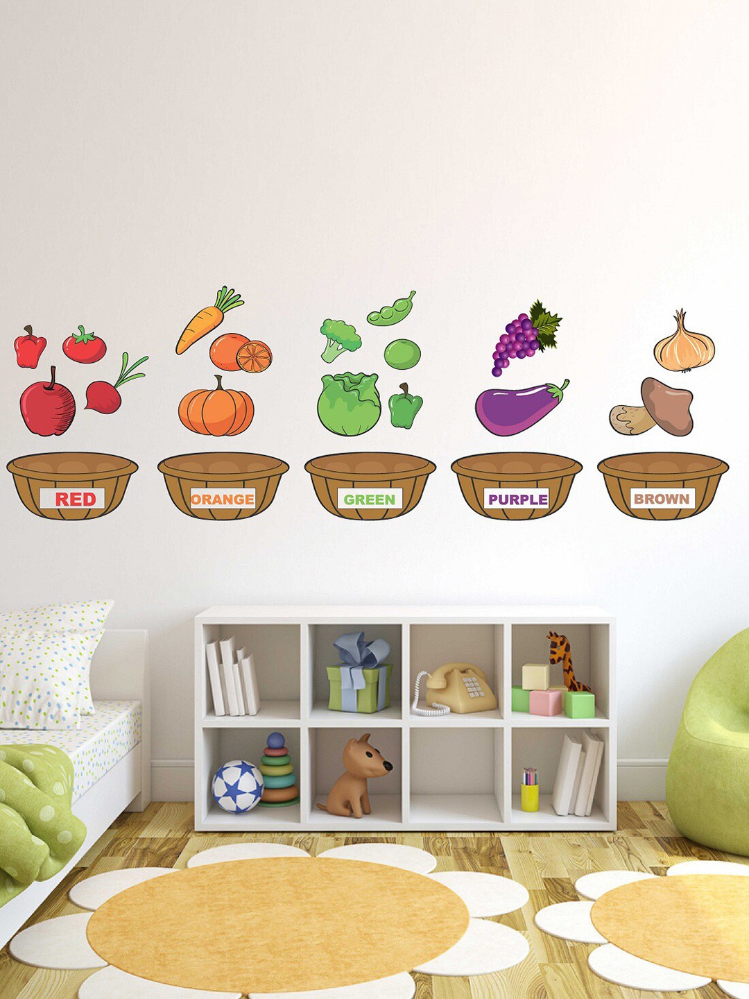 

WALLSTICK Unisex Green & Red Color matching With Fruits Wall Sticker