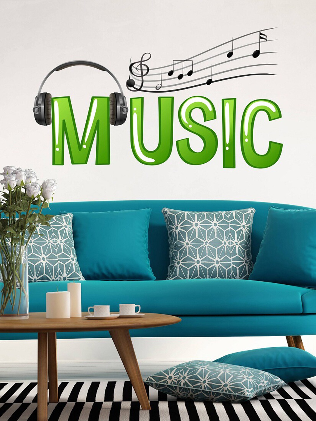 

WALLSTICK Green Printed Music Love Wallsticker