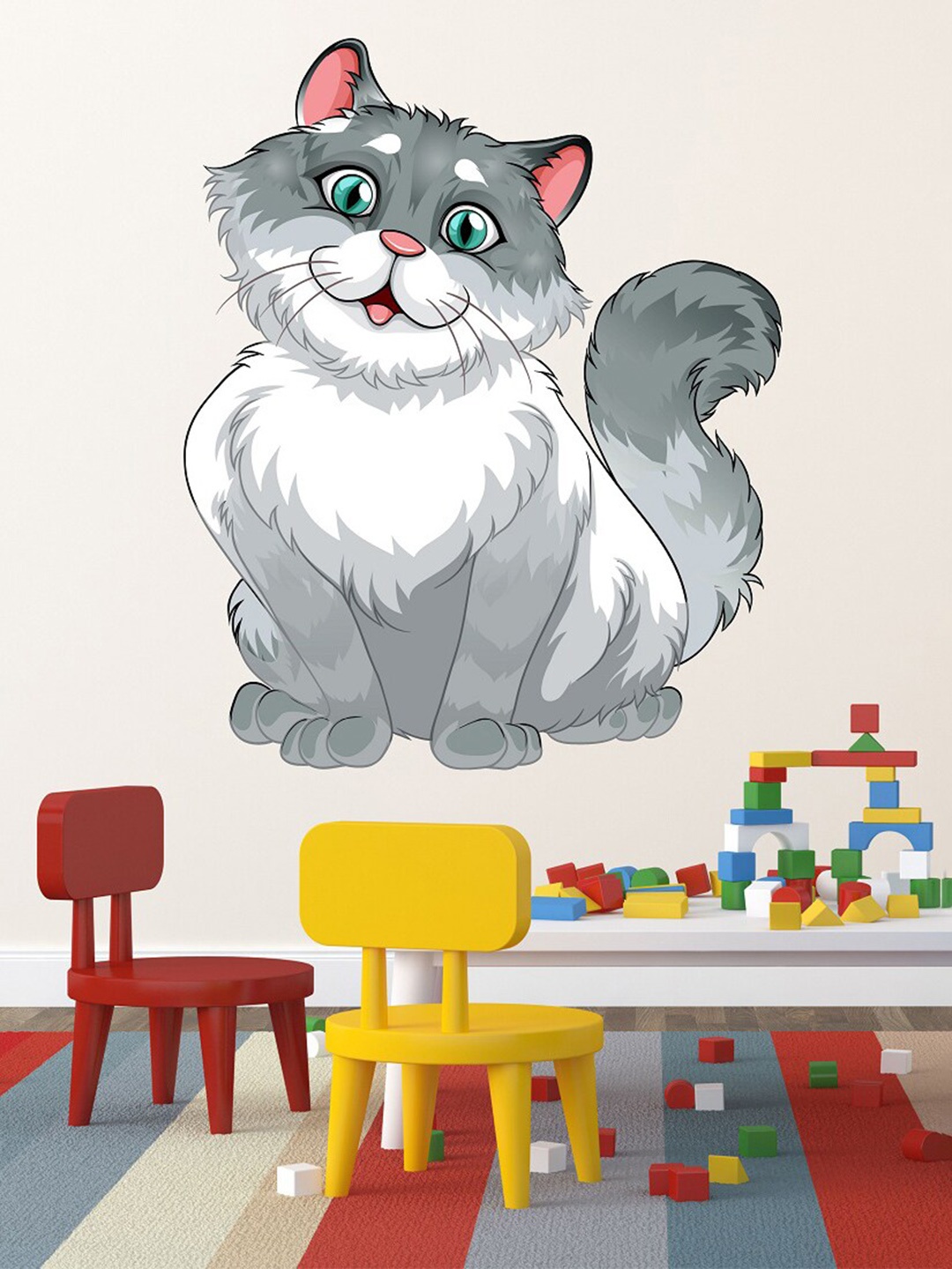 

WALLSTICK Grey & White Cat Vinyl Wall Sticker