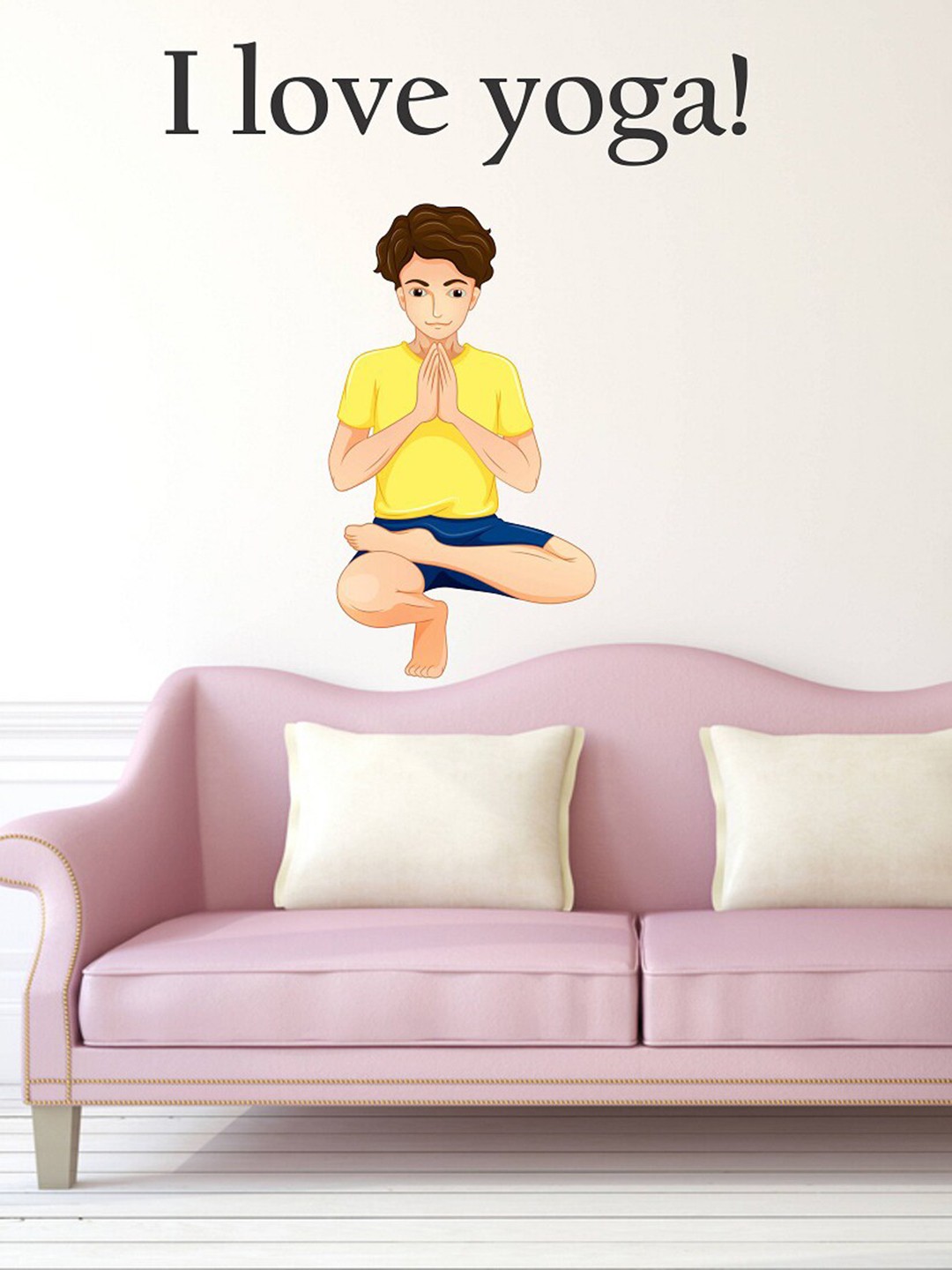 

WALLSTICK Yellow & Blue I Love Yoga Vinyl Wall Sticker