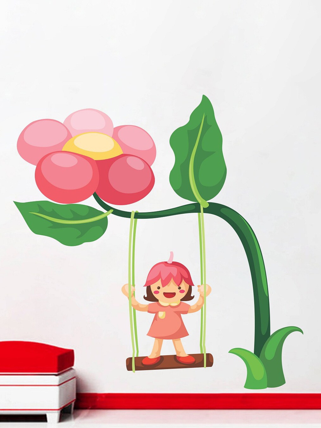 

WALLSTICK Green & Pink Little Girl Vinyl Wall Sticker