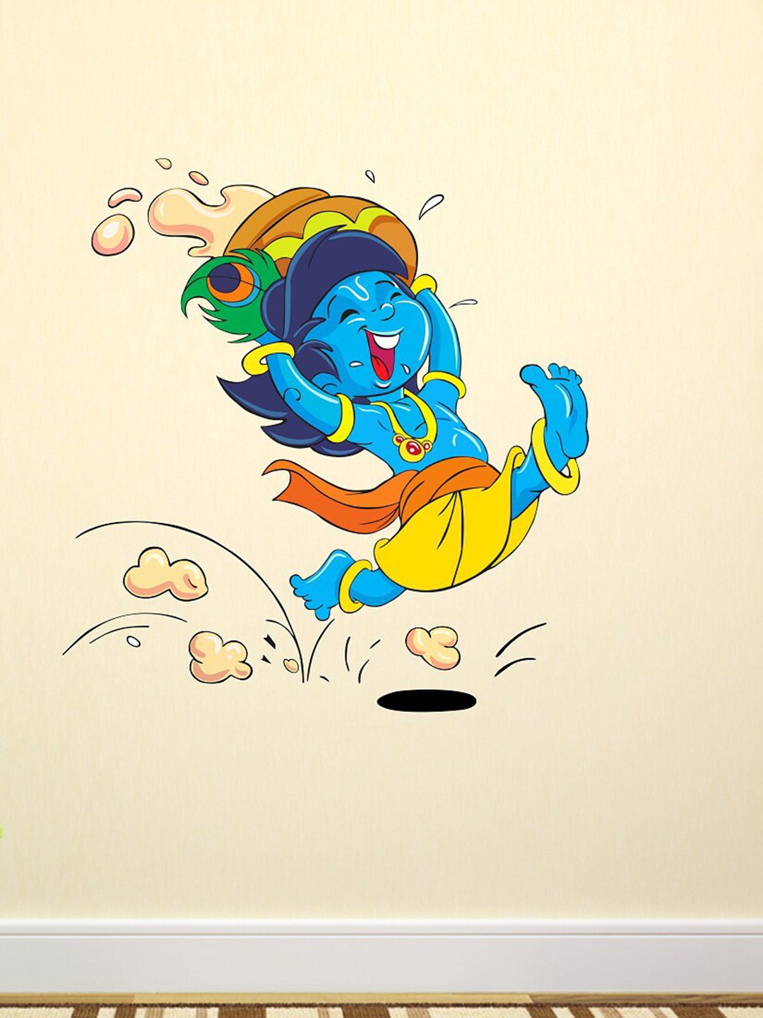 

WALLSTICK Blue & Yellow Crazy Lord krishna Wall Stickers