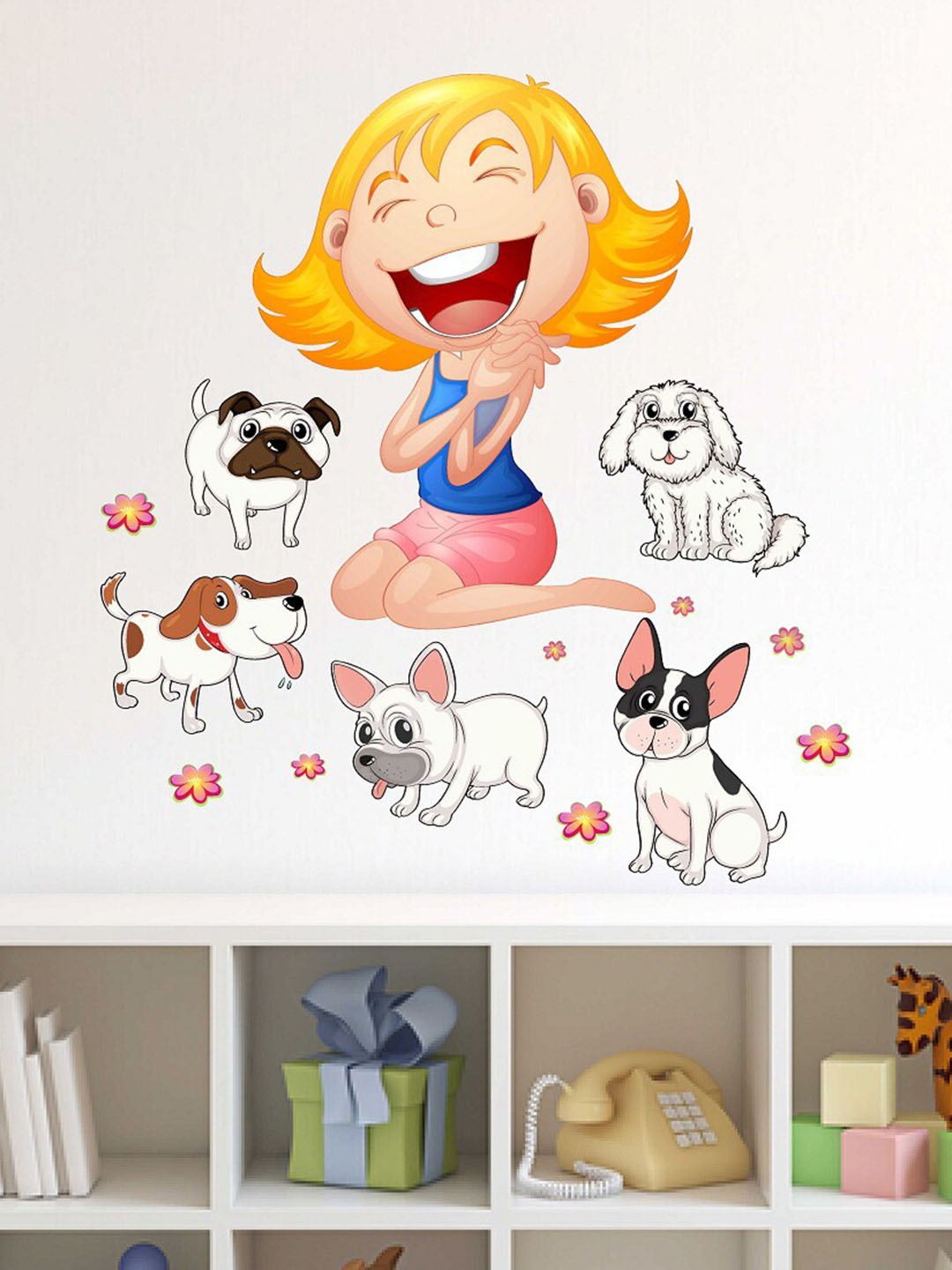 

WALLSTICK White & Yellow Printed Crazy Girl Wallsticker