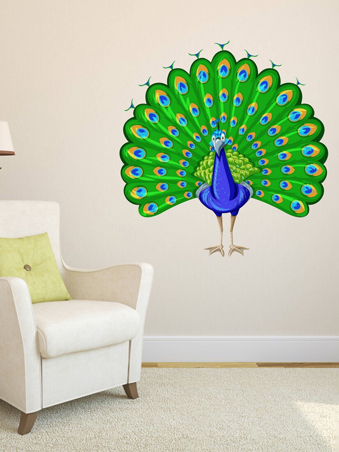 

WALLSTICK Green & Blue Colorful Peacock Vinyl Wallsticker
