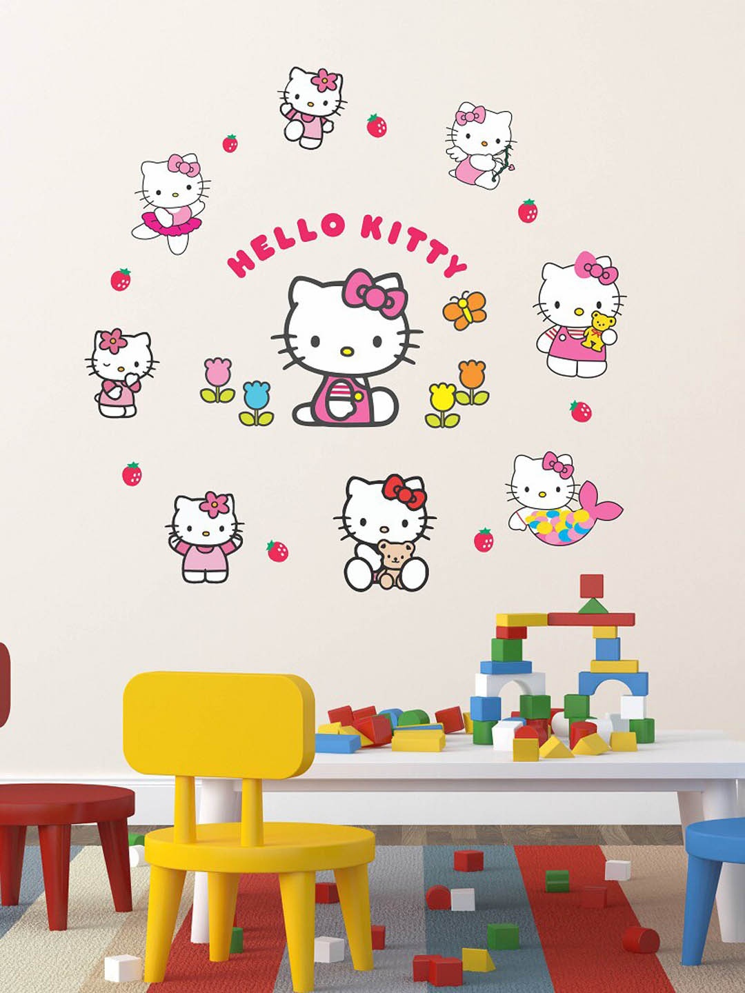 

WALLSTICK Pink & Purple Hello Kitty Vinyl Wall Stickers