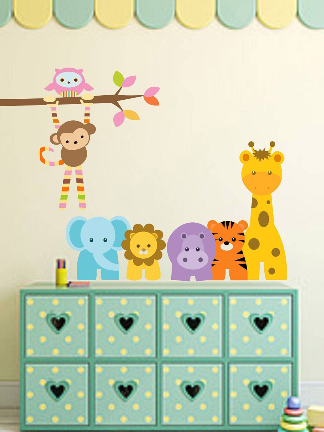 

WALLSTICK Brown & Yellow Wild Animals Wall Stickers