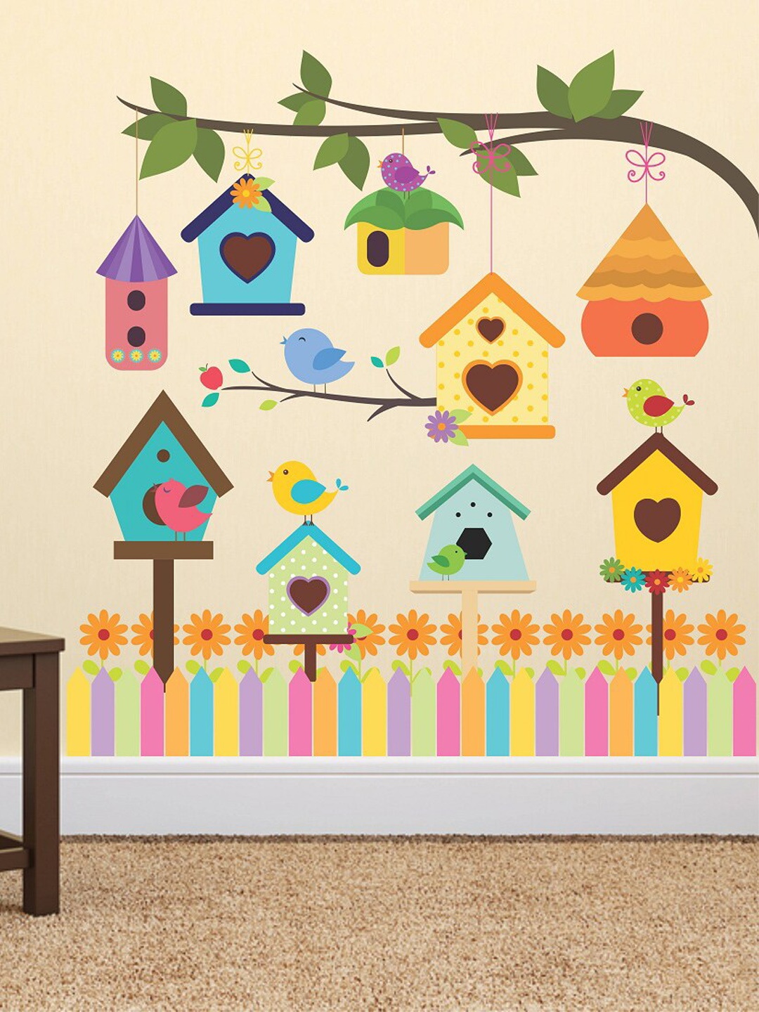 

WALLSTICK Love Birds Nest Wallsticker, Yellow