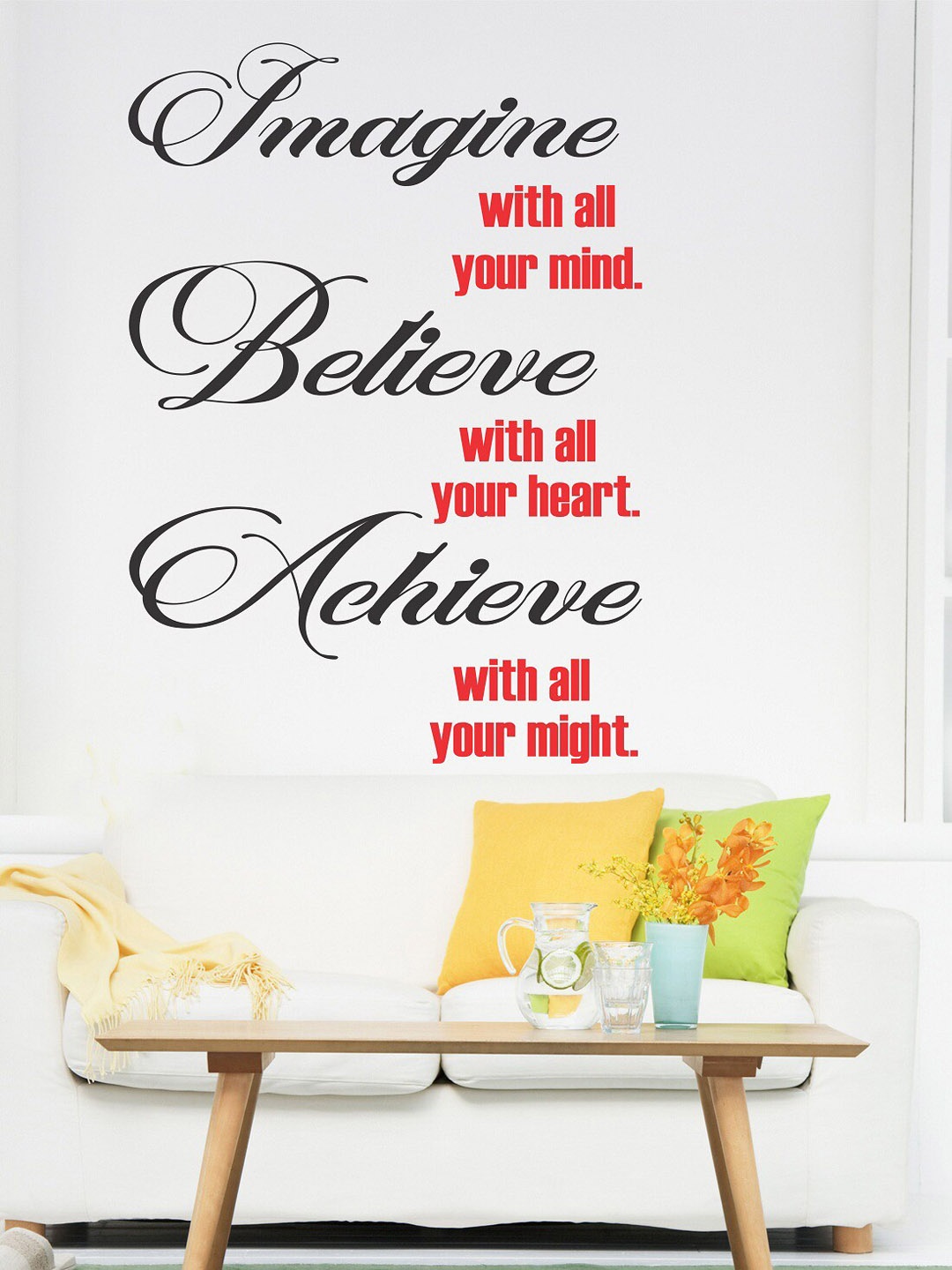 

WALLSTICK Black & Pink Postive Quotes Printed Wall Sticker