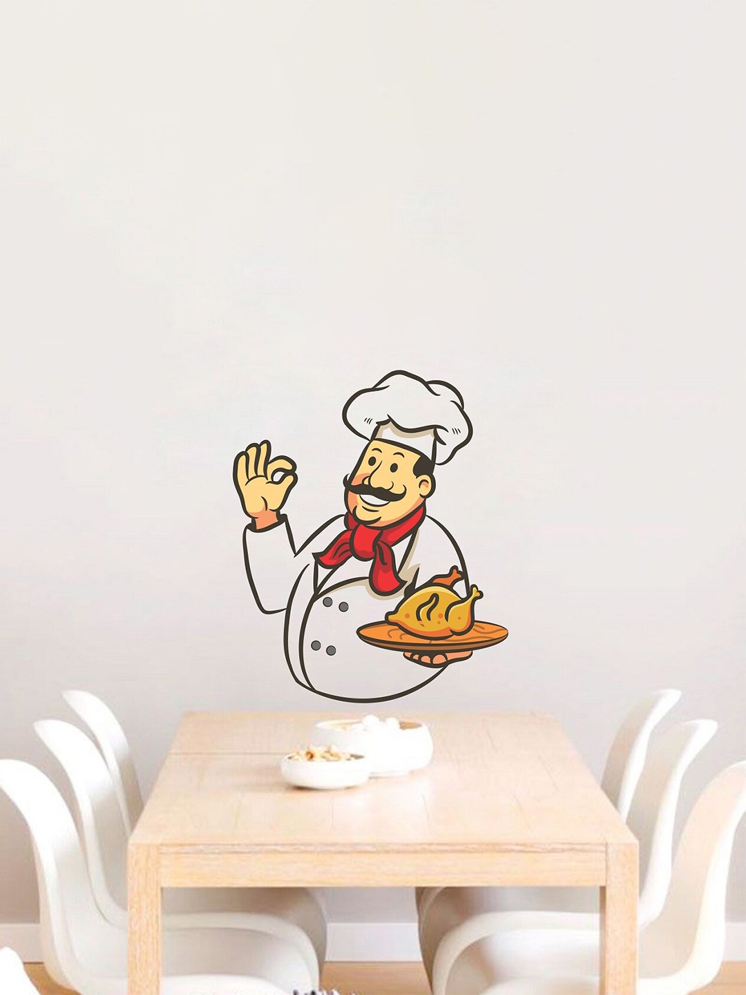 

WALLSTICK White & Red Printed Chef Wallsticker