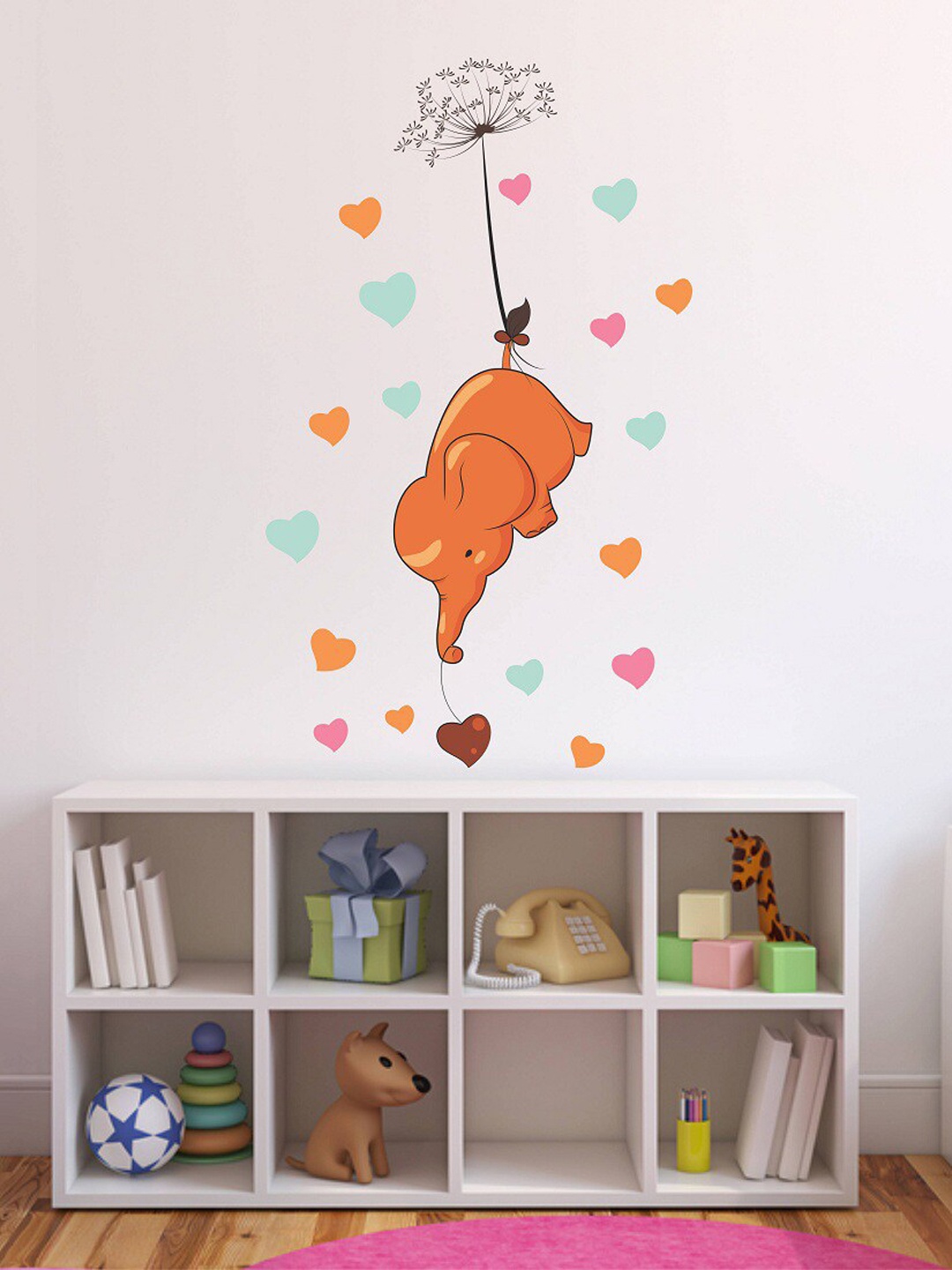 

WALLSTICK Brown & Blue Vinyl Cute Elephant Vinyl Wall Sticker