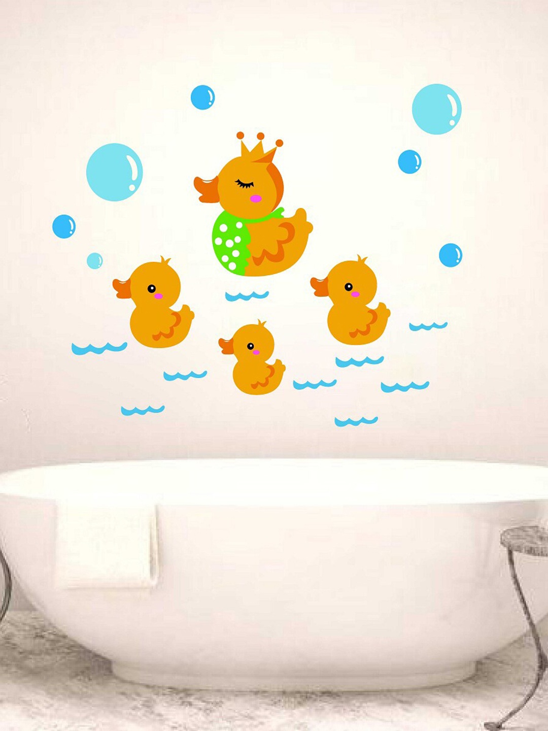 

WALLSTICK Yellow Printed Happy Duck Family Wallstickers