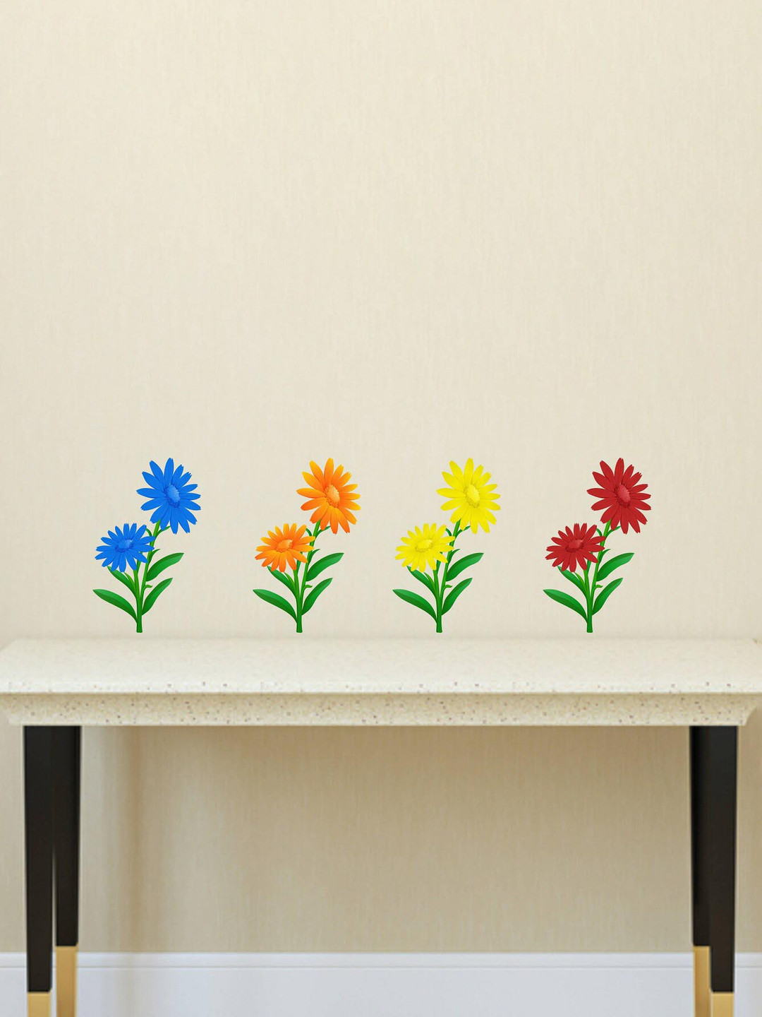 

WALLSTICK Blue & Green Printed Cute Flowers Wallsticker